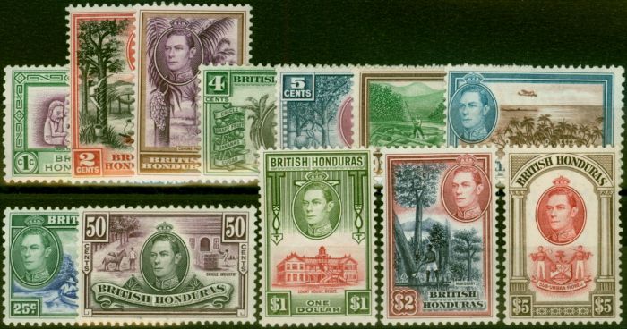Old Postage Stamp British Honduras 1938 Set of 12 SG150-161 Fine LMM